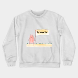 Screenwriter. Profession, work, job. Cat shows a banner with the inscription. Watercolor illustration. A gift for a professional Crewneck Sweatshirt